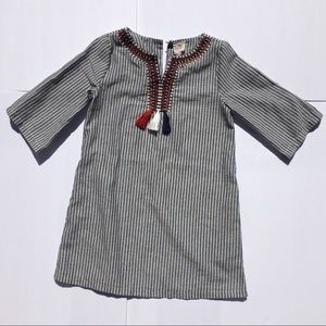 Hayden girls striped dress/tunic tassels 7/8
